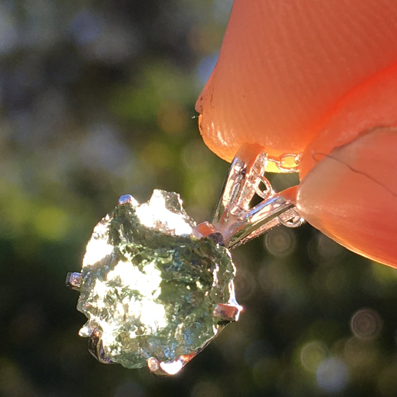 Silver Moldavite Pendant Natural Genuine-Moldavite Life