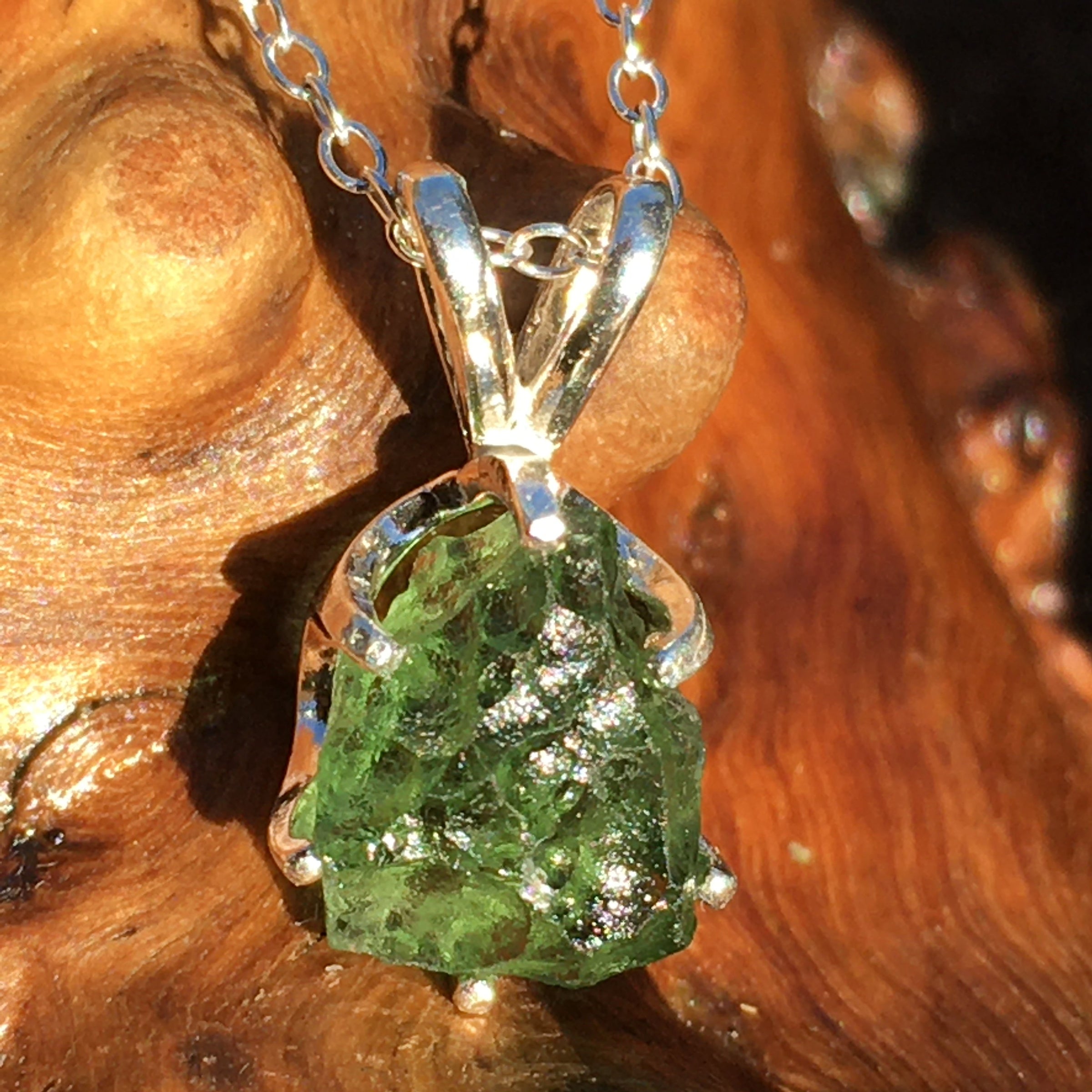 Silver Moldavite Pendant Natural Genuine - Main Image