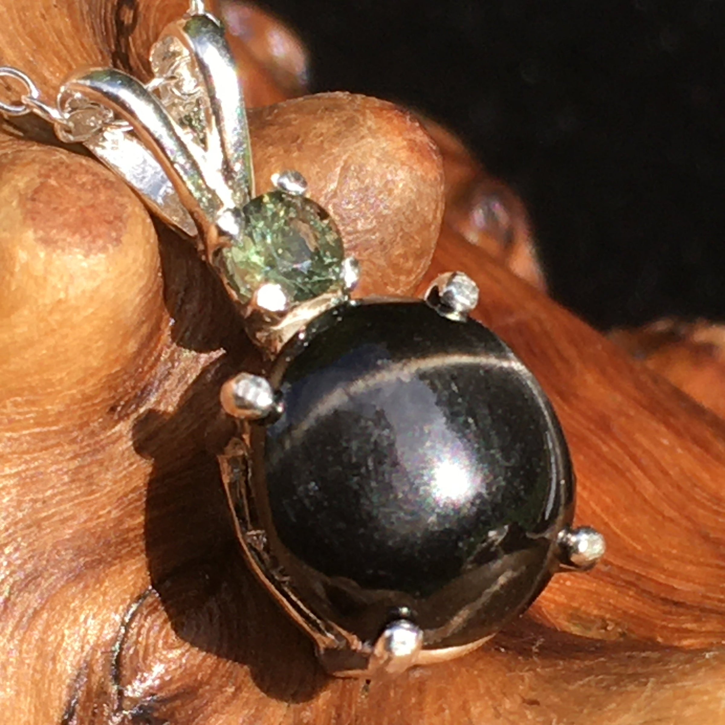 Star Sapphire Moldavite Pendant Necklace Silver-Moldavite Life