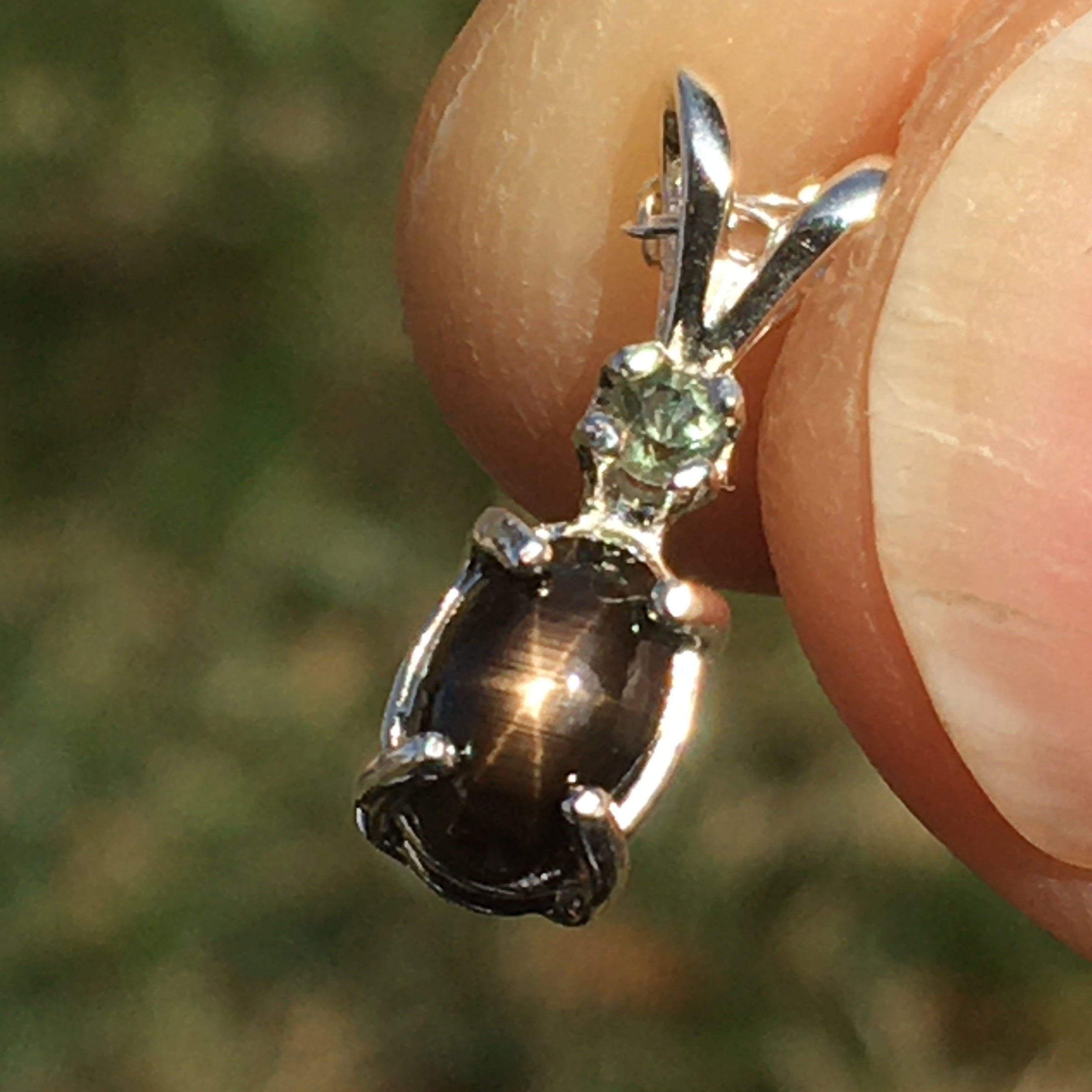 Star Sapphire Moldavite Pendant Sterling Silver-Moldavite Life