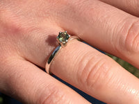 Sterling Silver Faceted Moldavite Engagement Ring 4mm-Moldavite Jewelry