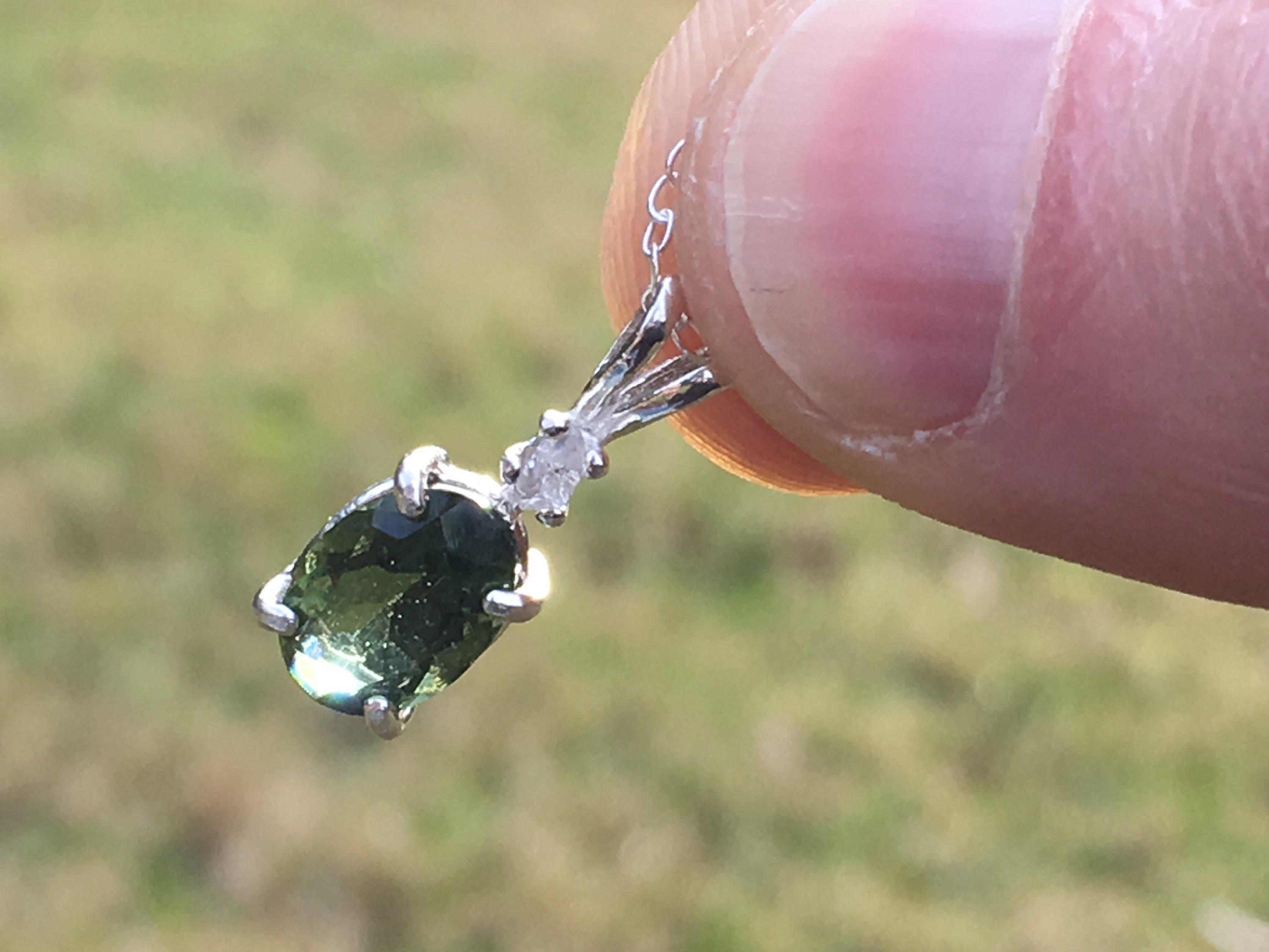 Herkimer Diamond, Rainbow Moonstone Pendant 2