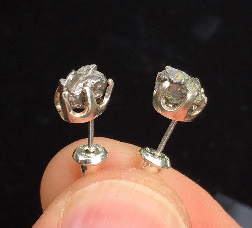 Meteorite Earrings Campo Del Cielo "Field of Heaven" Sterling Silver-Moldavite Life