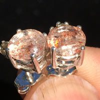 Sunstone and Moldavite Faceted Silver Stud Earrings-Moldavite Life