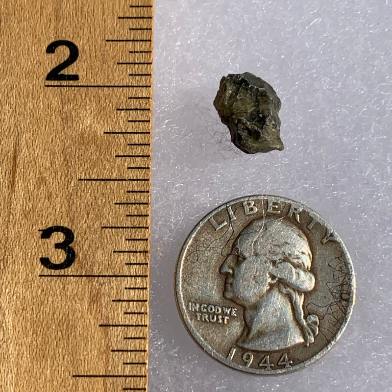 tatahouine meteorite next to a ruler and US quarter for scale