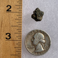tatahouine meteorite next to a ruler and US quarter for scale