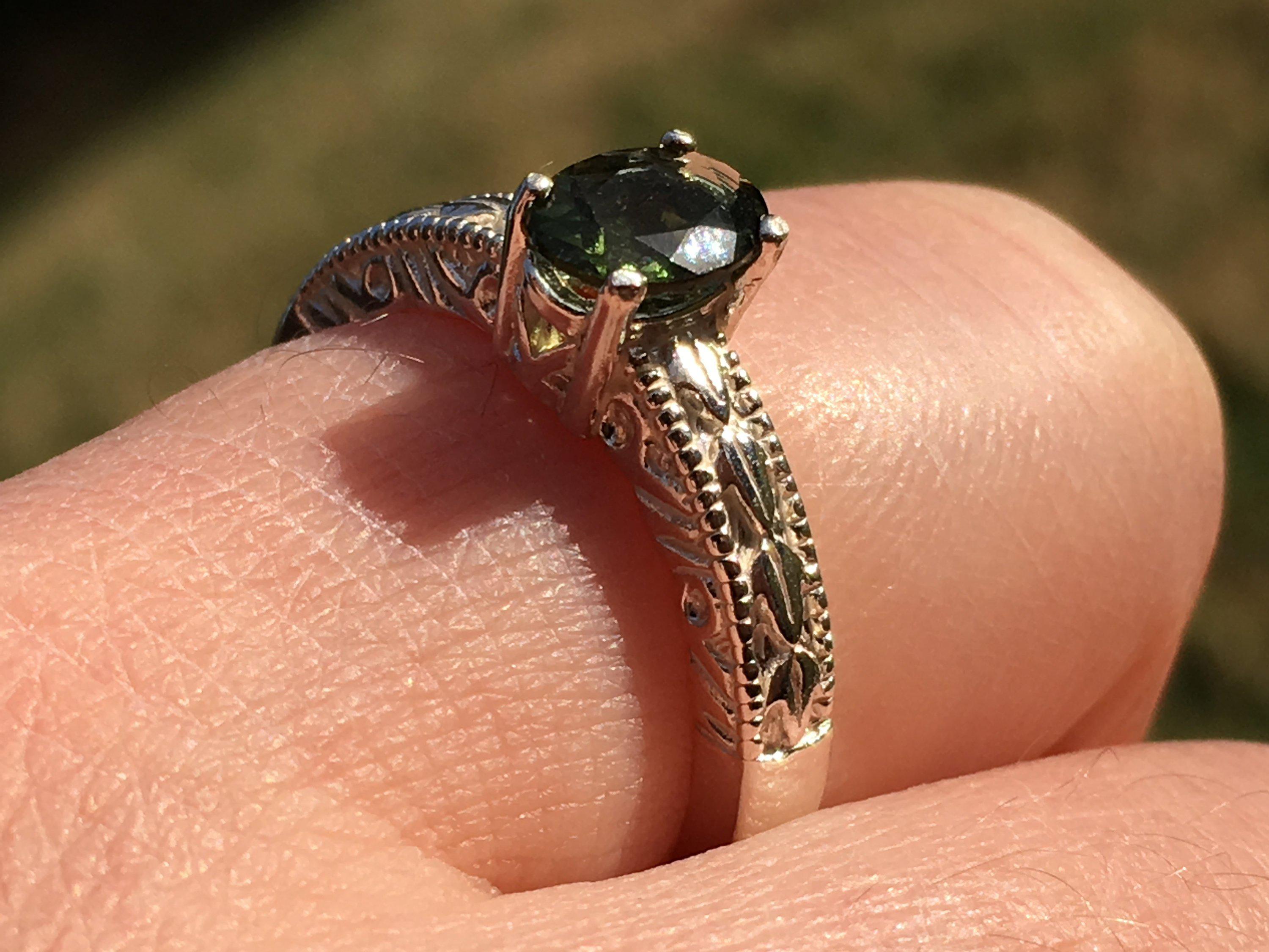 Female moldavite sale ring